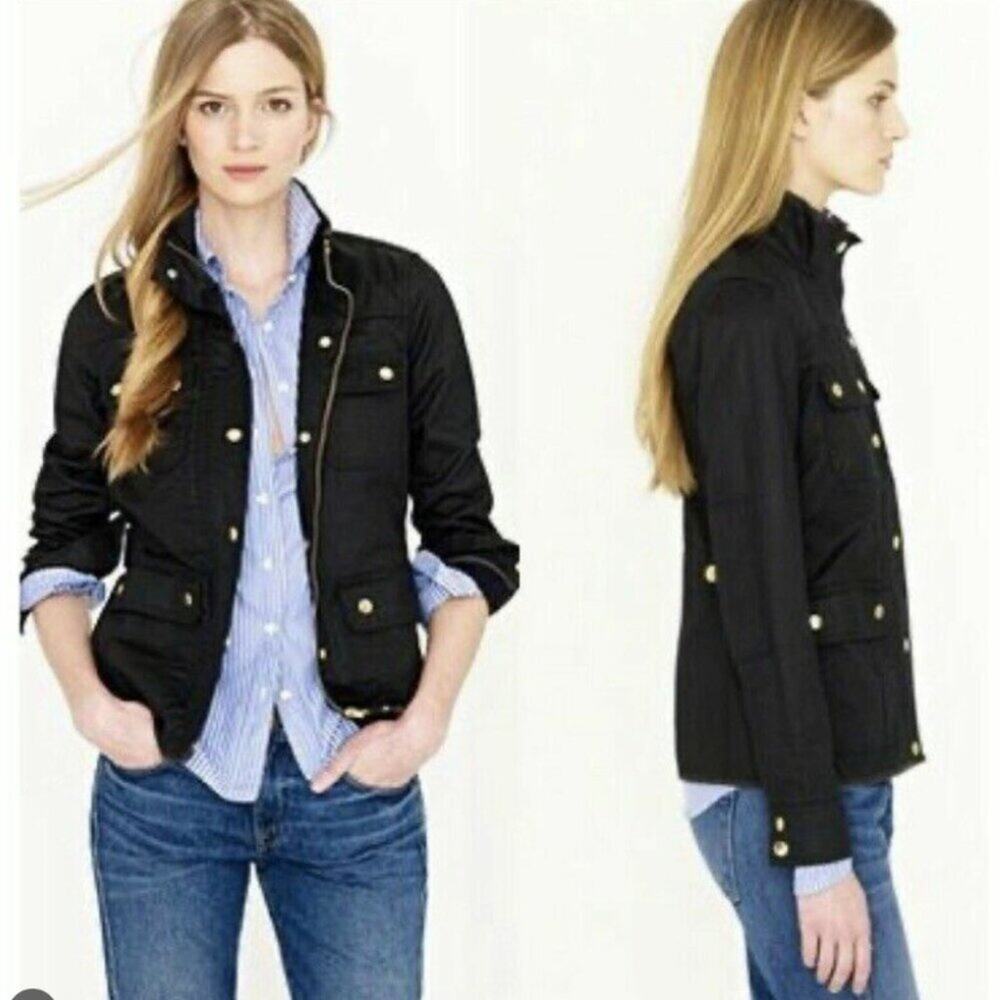 J.Crew Women's The Downtown Field Jacket Black Gold Size S